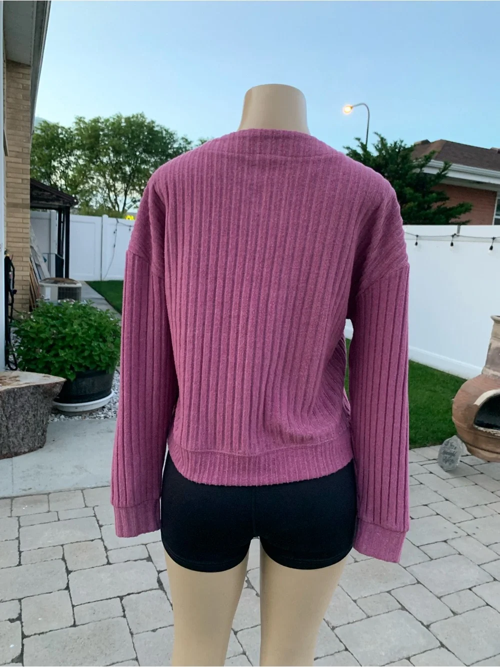 Sonoma mauve ribbed v-neck cardigan size L